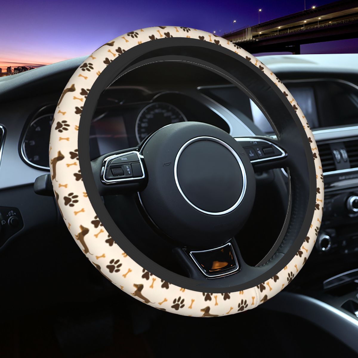 Cute Dachshund Car Steering Wh - Car Steering Wheel Cover Anti Slip Breathable 评论和价格