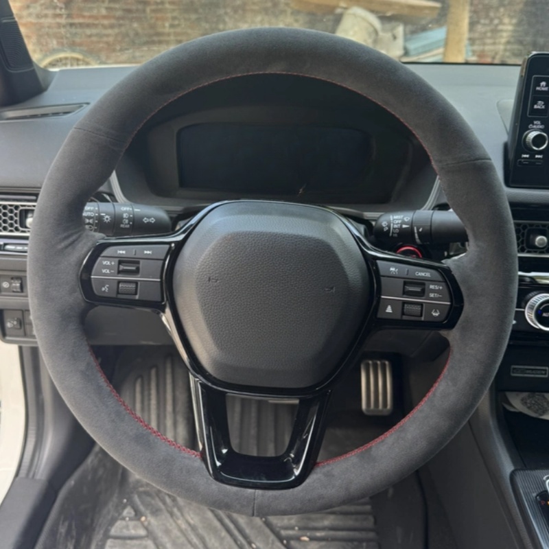 Custom Hand-stitched Black Sue - Car Steering Wheel Cover Anti Slip Breathable 评论和价格