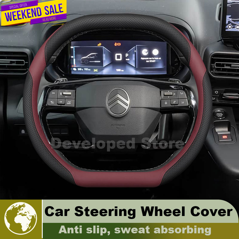 Leather Car Steering Wheel Cov - Car Steering Wheel Cover Anti Slip Breathable 评论和价格