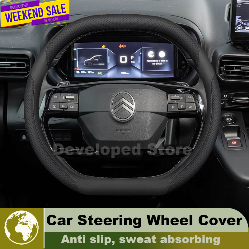 Leather Car Steering Wheel Cov - Car Steering Wheel Cover Anti Slip Breathable 评论和价格