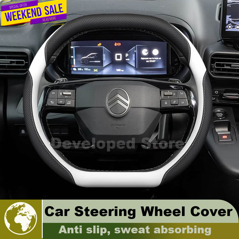 Leather Car Steering Wheel Cov - Car Steering Wheel Cover Anti Slip Breathable 评论和价格